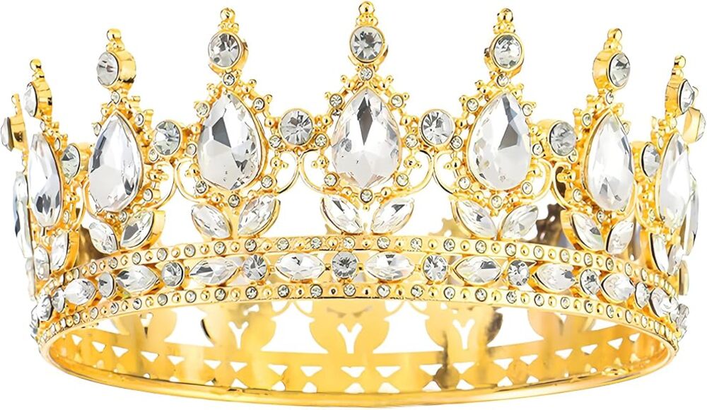 Archladin Gold Queen Crown Tiara Clear Rhinestone Wedding Princess Pageant